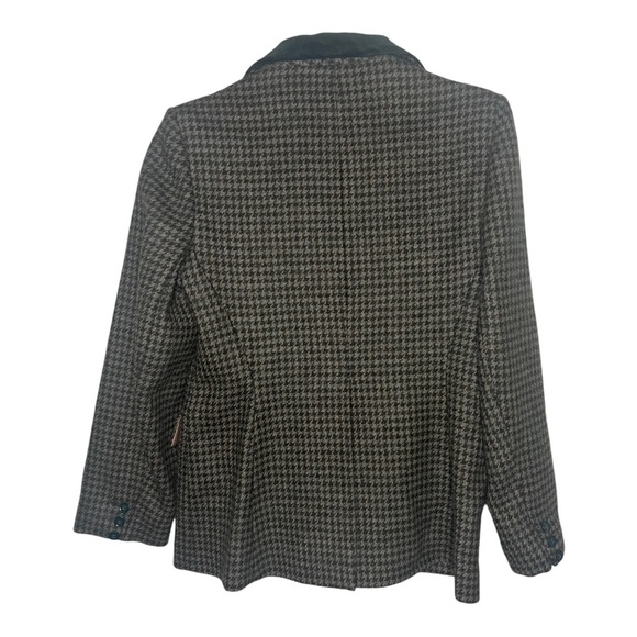 Vintage Irish Wool Blazer with Suede Collar Houndstooth - Picture 5 of 6